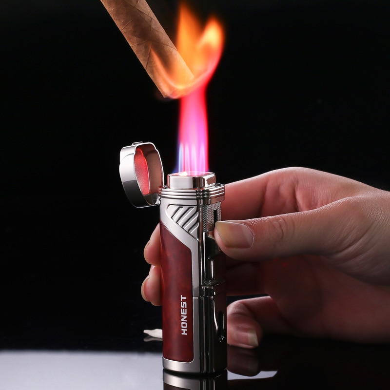 Briquet double flammes puissant en métal rechargeable
