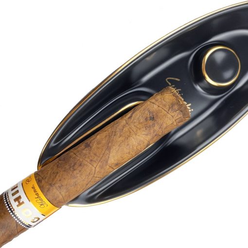 Cendrier à cigares céramique de luxe: Lubinski Original noir et son cigare