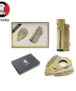 Guevera Pack d’accessoires pour cigares: Coupe-cigare & Briquet Laiton Or ou Argent