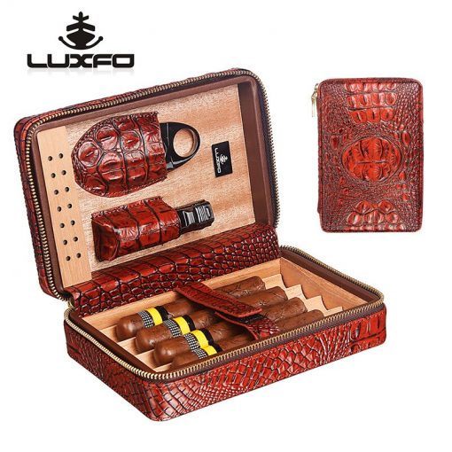 Boîte à cigares Luxfo en cuir croco