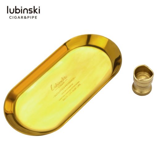 Cendrier a cigare LUBINSKI en cuivre doré et son porte cigare