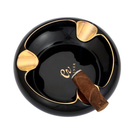 Cendrier année 60 GALINER à cigares de luxe en céramique support 3 cigares noir