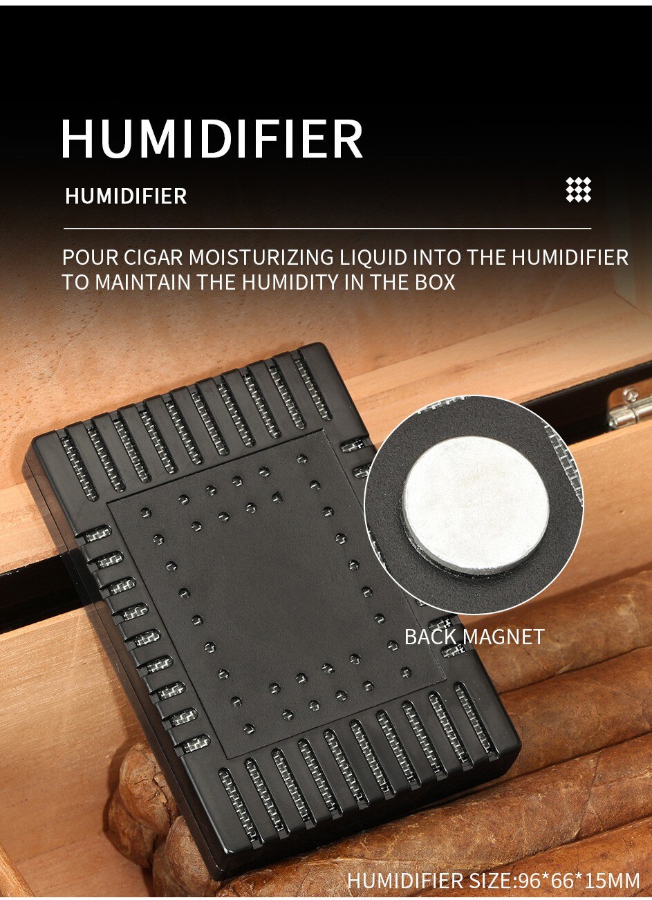 Cave à cigares Humidor Humidificateur avec hygromètre - 35 cigares (Marron)
